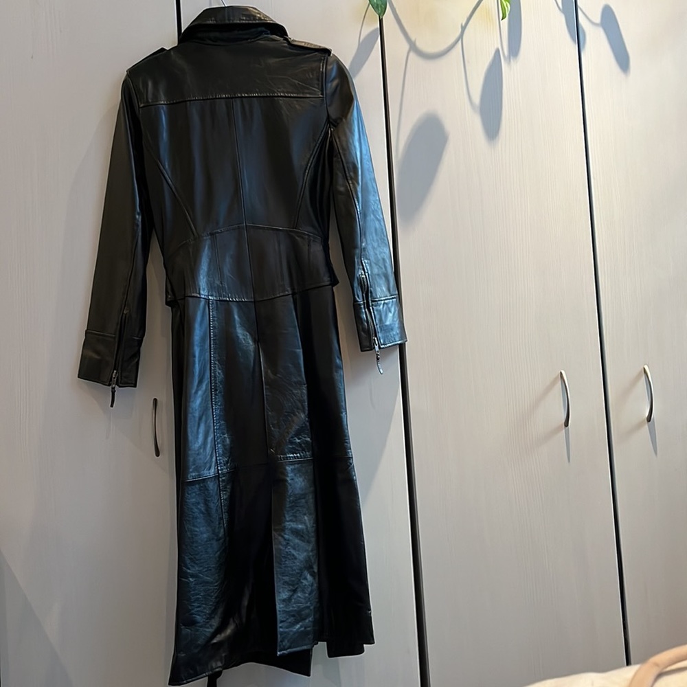 Arayal Leather Trench Coat (Belted) - French size 38 VINTAGE Y2K - Picture 3 of 12